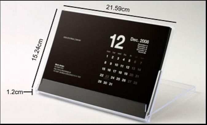 4mm Transparent Acrylic Calendar Holder Able To Close And Open